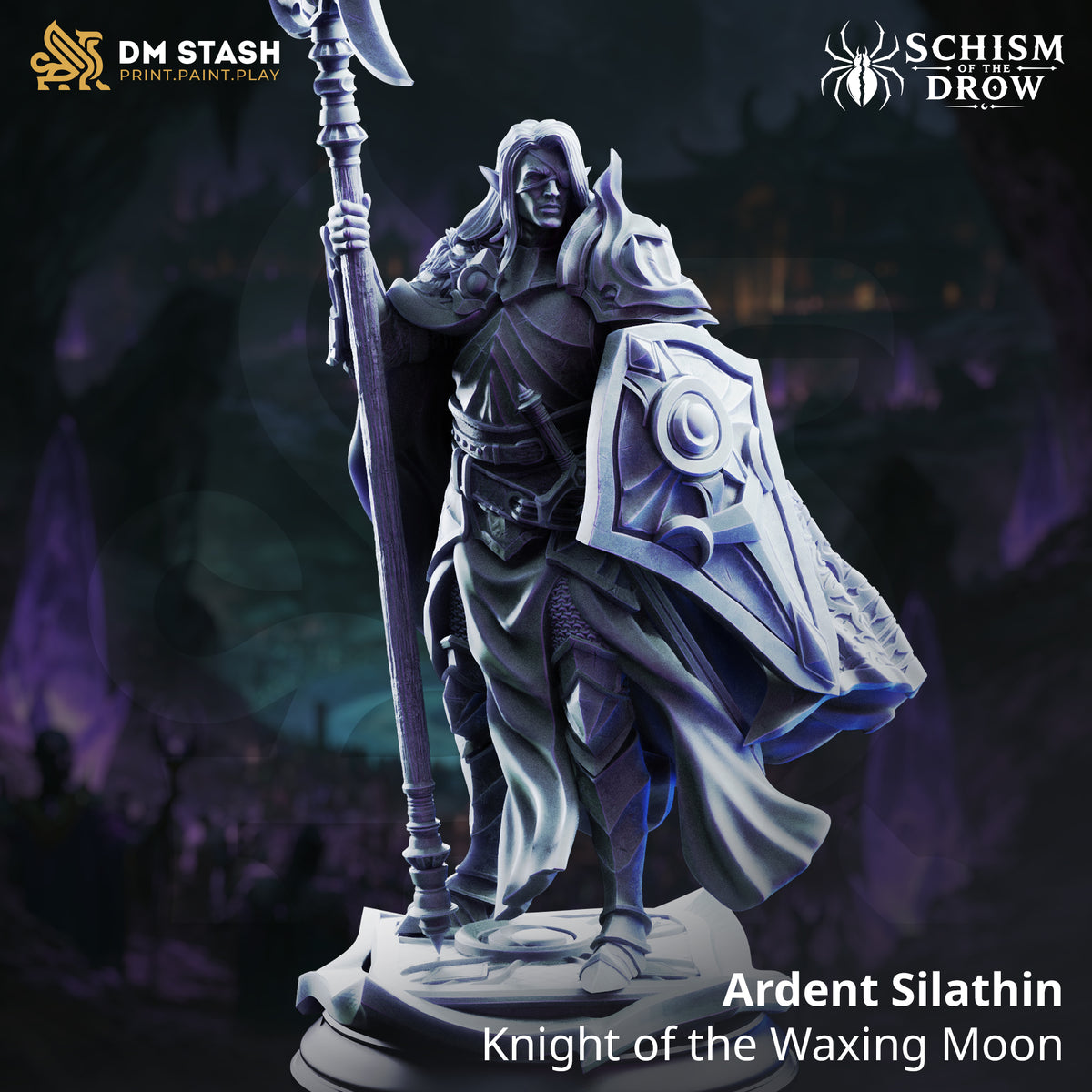 Ardent Silathin - Knight of the Waxing Moon by DM Stash; supplied unpainted in gray resin