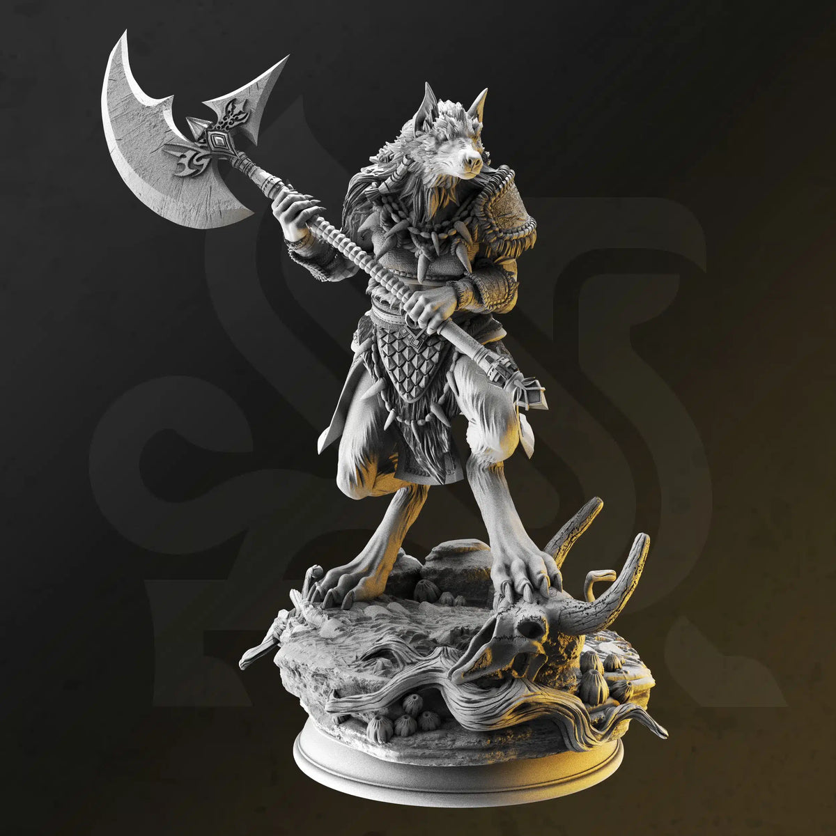 Ariana Grey – The Wolf Queen (Wolf Form) by DM Stash; supplied unpainted in gray resin