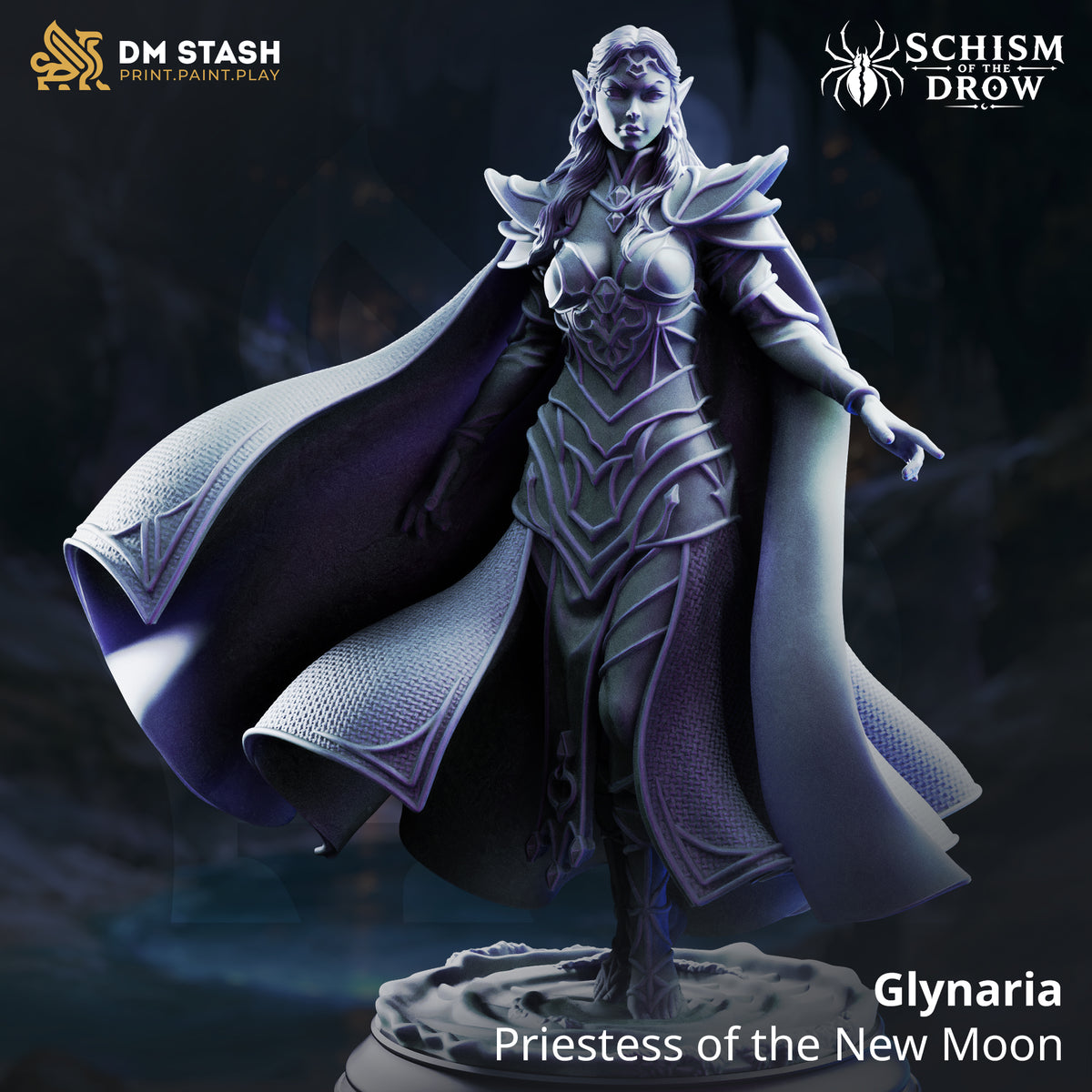 Glynaria - Priestess of the New Moon by DM Stash; supplied unpainted in gray resin