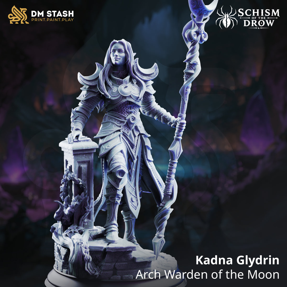 Kadna Glydrin - Arch Warden of the Moon by DM Stash; supplied unpainted in gray resin