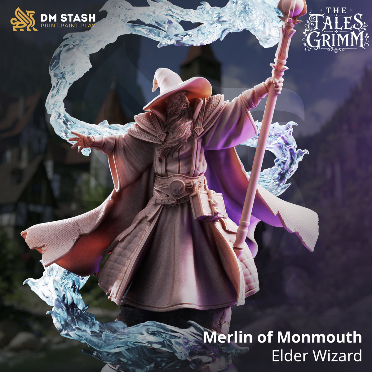 Merlin of Monmouth - Elder Wizard by DM Stash; supplied unpainted in gray resin