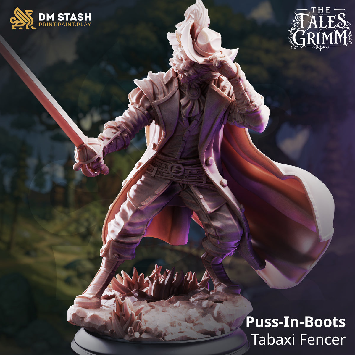Puss-In-Boots - Tabaxi Fencer by DM Stash; supplied unpainted in gray resin