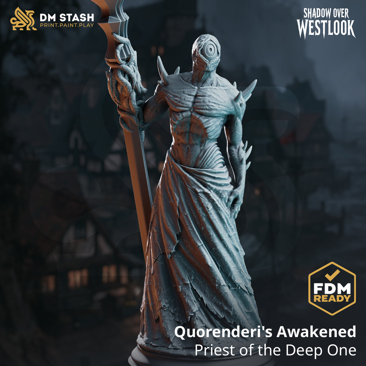 Quorenderi’s Awakened - Priest of the Deep One by DM Stash; supplied unpainted in gray resin