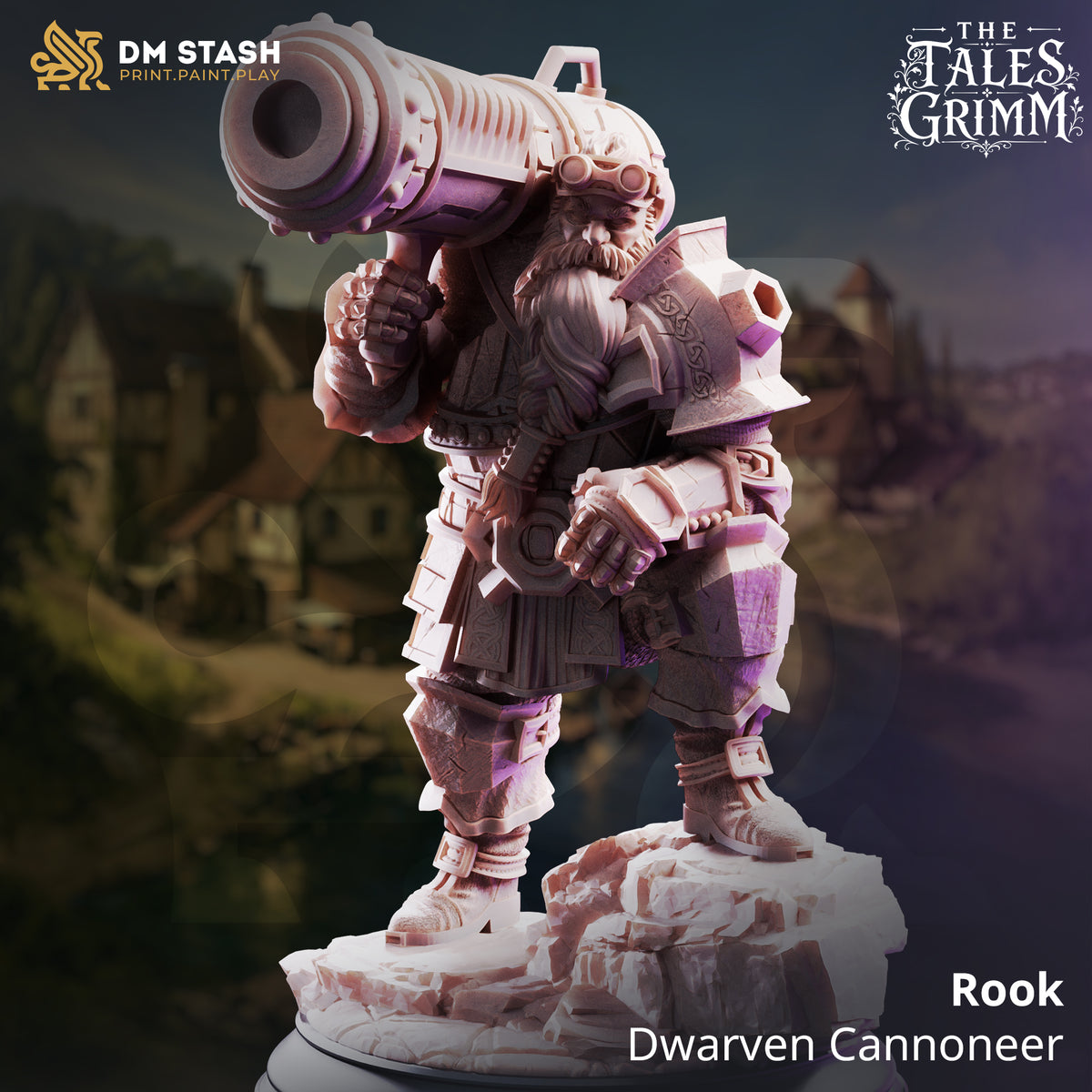 Rook - Dwarven Cannoneer by DM Stash; supplied unpainted in gray resin