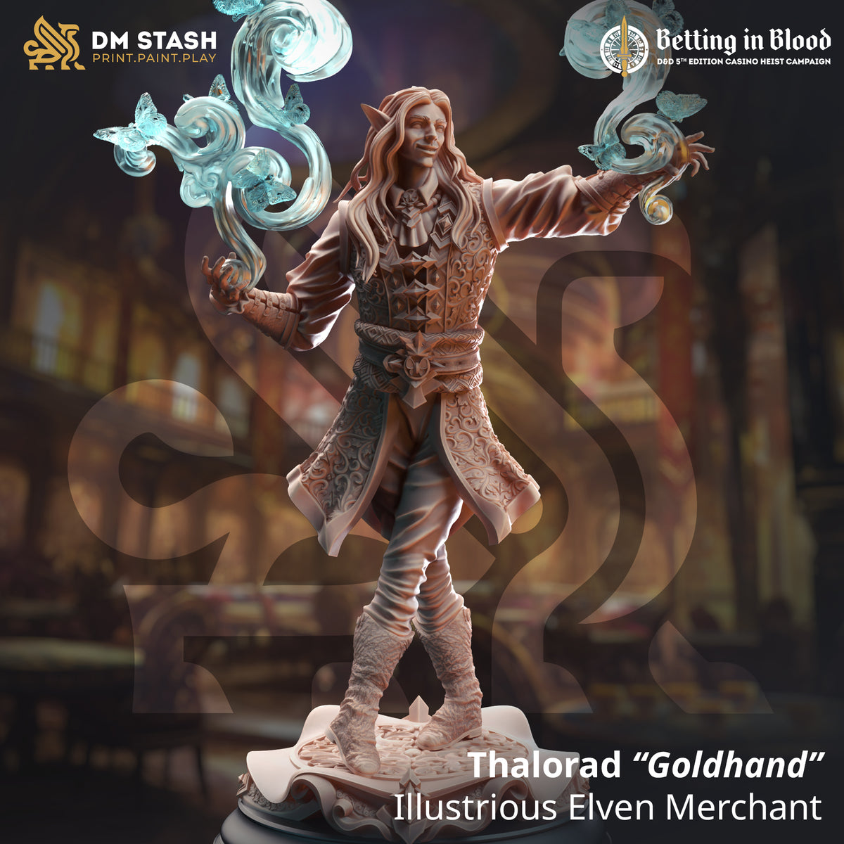 Thalorad “Goldhand” - Illustrious Elven Merchant by DM Stash; supplied unpainted in gray resin