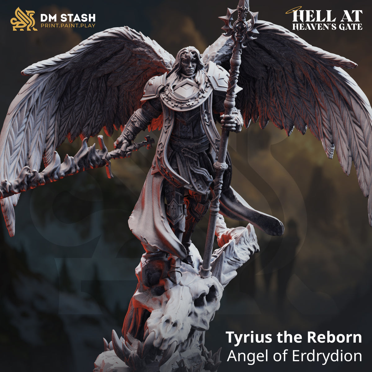 Tyrius the Reborn - Angel of Erdrydion by DM Stash; supplied unpainted in gray resin