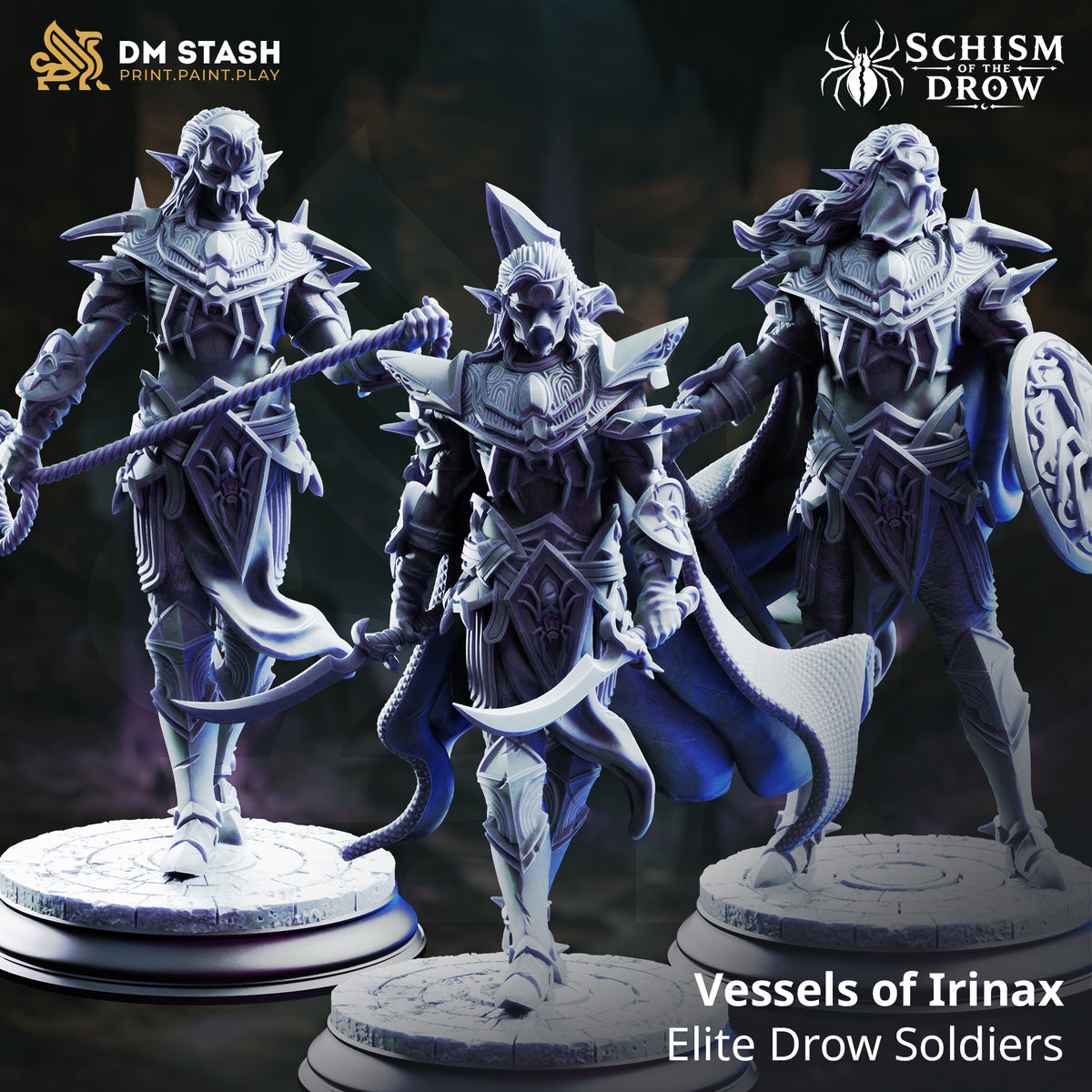 Vessels of Irinax - Elite Drow Soldiers by DM Stash; supplied unpainted in gray resin
