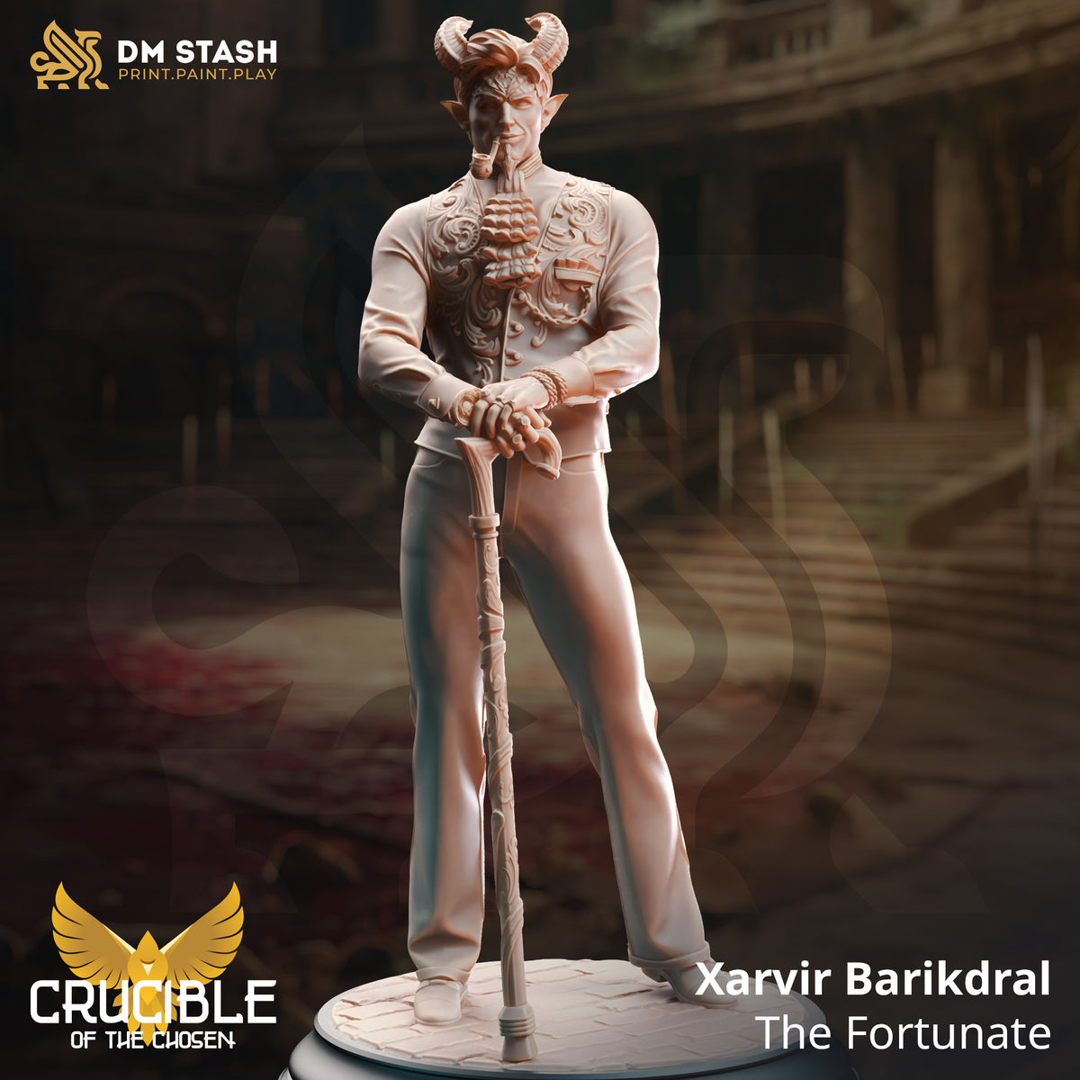 Xarvir Barikdral – The Fortunate by DM Stash; supplied unpainted in gray resin