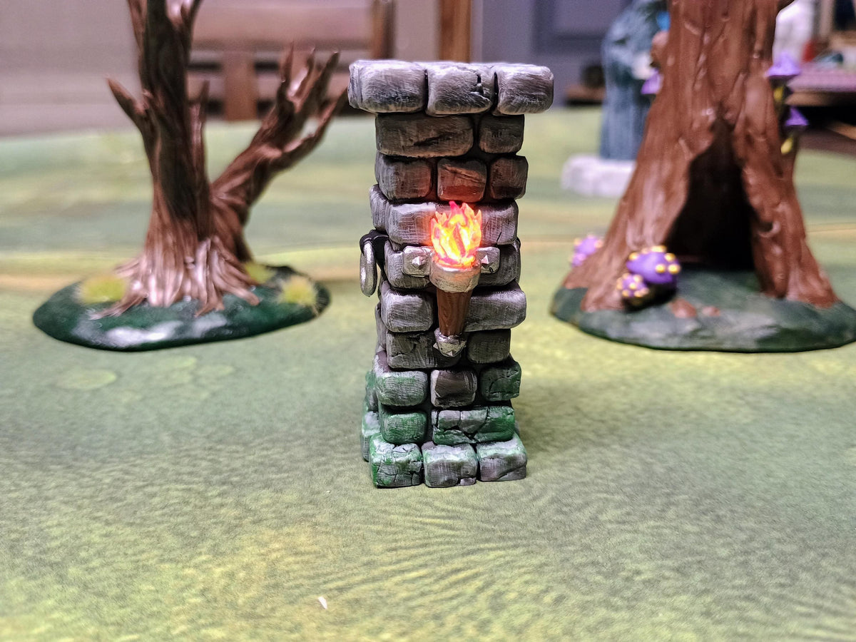 LED Torch Pillar | Glowing Resin Dungeon Prop | D&D, Pathfinder, Daggerheart (UNPAINTED)