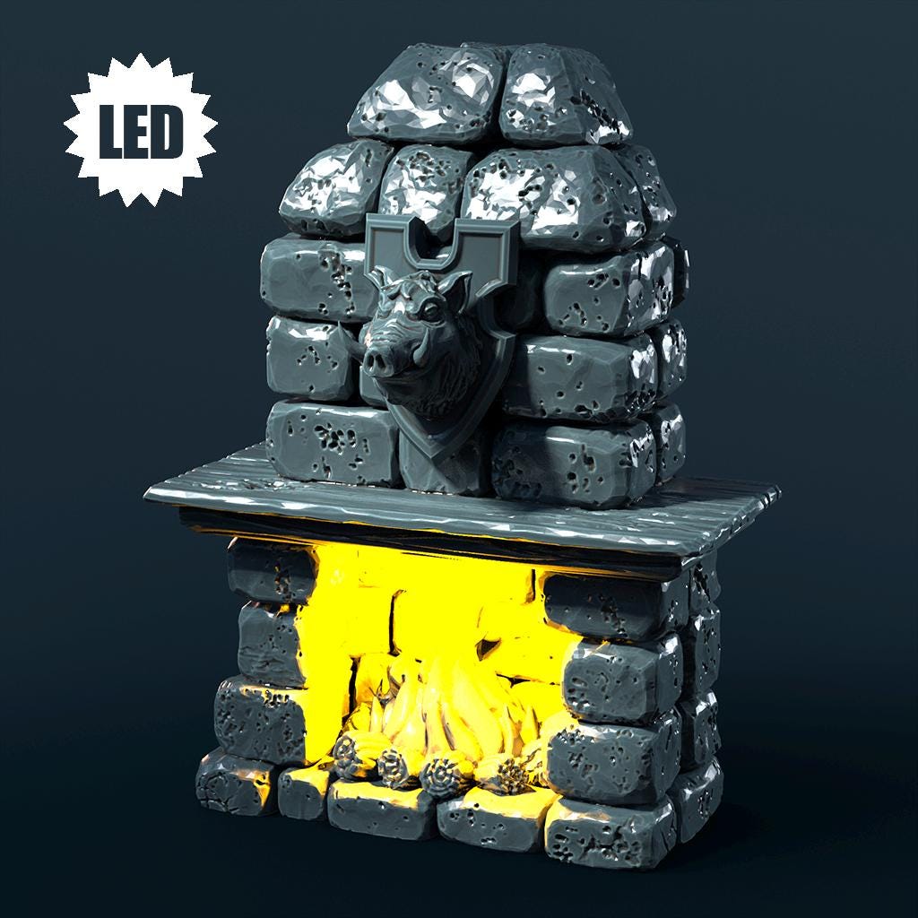 Fireplace  LED Fantasy Terrain | 3D Printed Scatter | Tabletop RPG DnD Daggerheart (UNPAINTED)