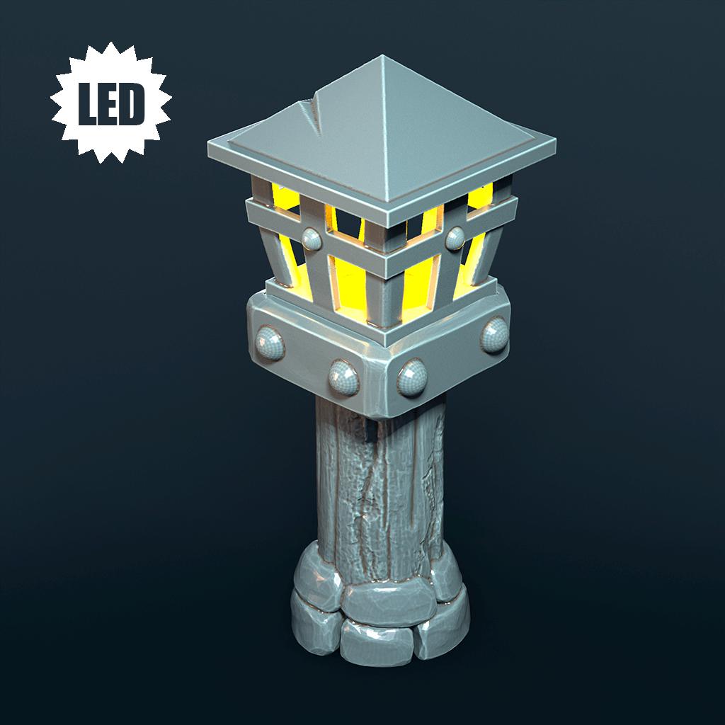 3D Printed Lamp Post with LED – Fantasy RPG Terrain (Unpainted)