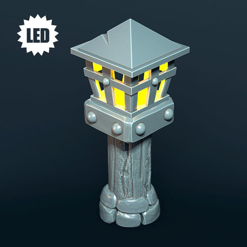 3D Printed Lamp Post with LED – Fantasy RPG Terrain (Unpainted)