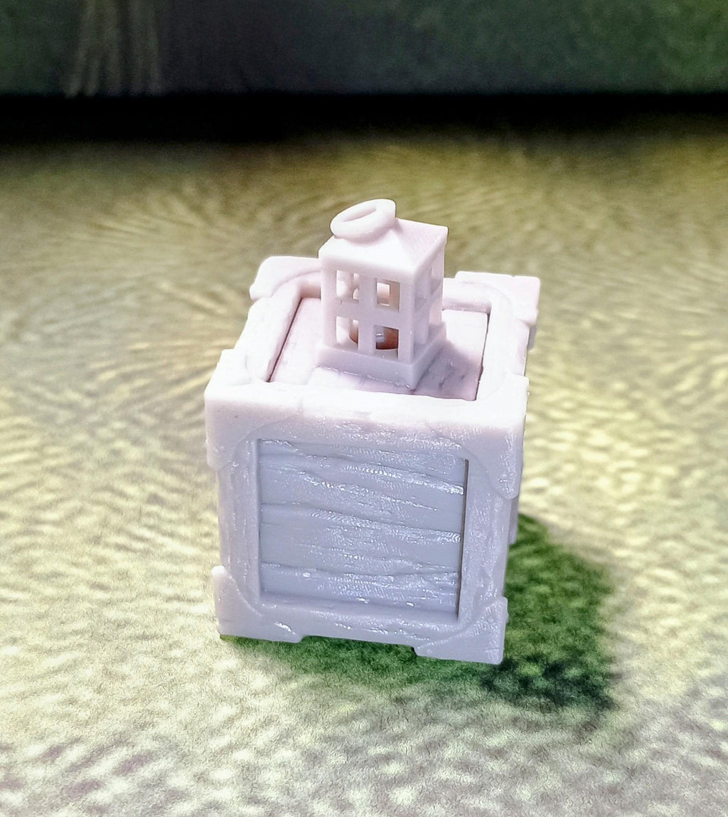 Lantern on a  Crate LED Fantasy Terrain | 3D Printed Scatter | Tabletop RPG DnD Daggerheart (UNPAINTED)
