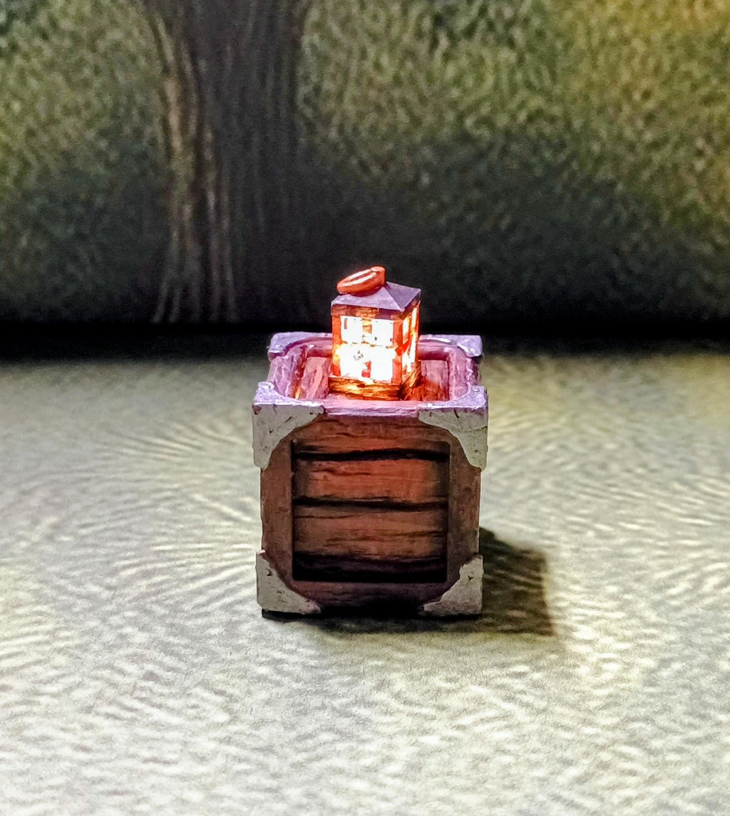 Lantern on a  Crate LED Fantasy Terrain | 3D Printed Scatter | Tabletop RPG DnD Daggerheart (UNPAINTED)