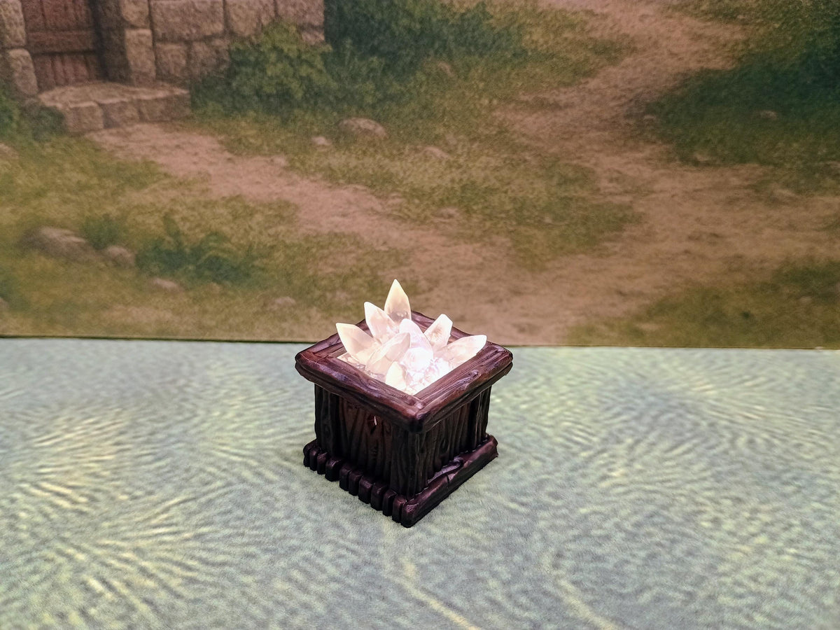 Crate of Crystals LED Fantasy Terrain | 3D Printed Scatter | Tabletop RPG DnD Daggerheart (UNPAINTED)