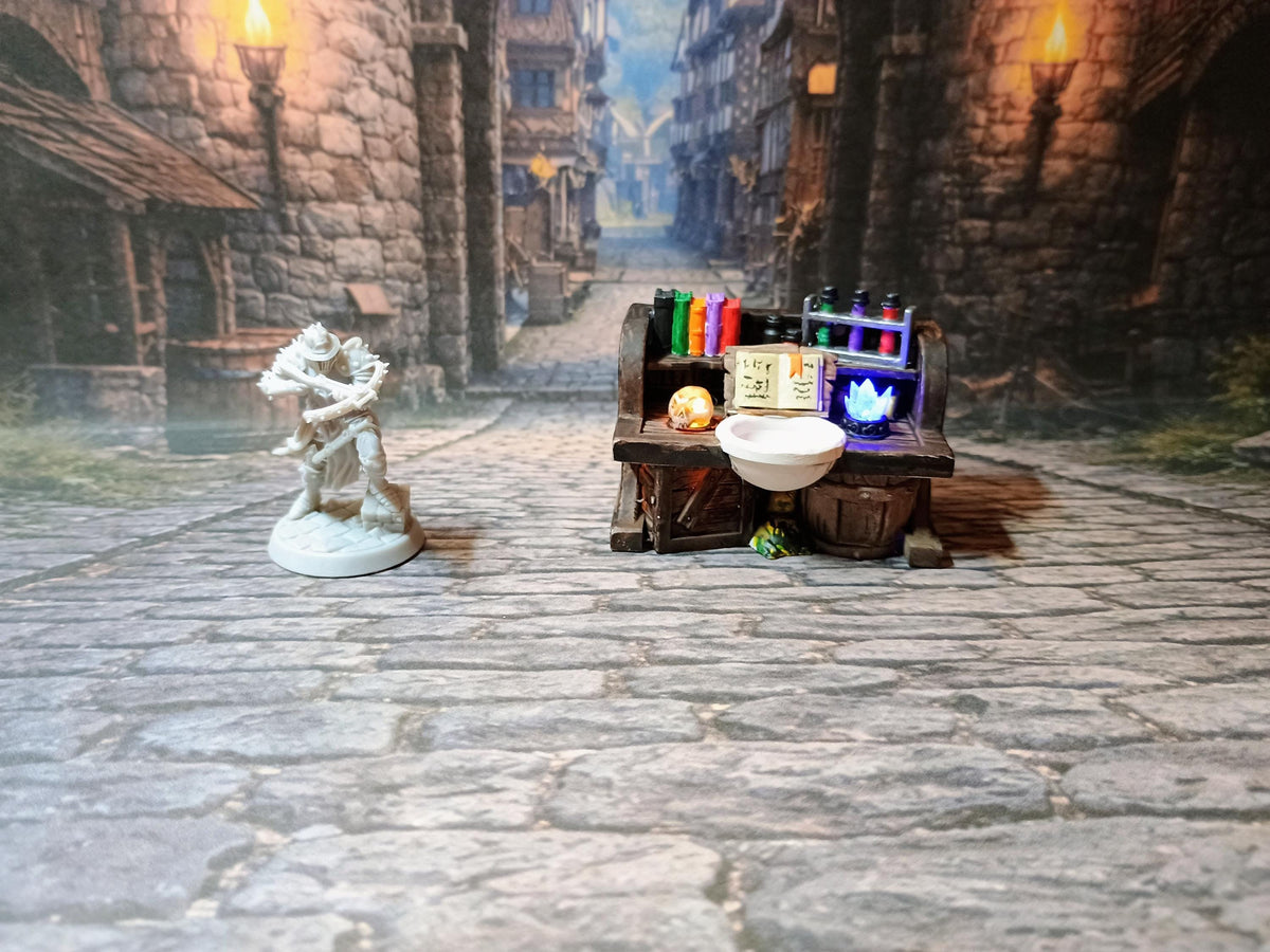 Alchemist Table  LED Fantasy Terrain | 3D Printed Scatter | Tabletop RPG DnD Daggerheart (UNPAINTED)