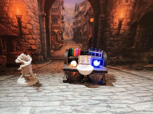 Alchemist Table  LED Fantasy Terrain | 3D Printed Scatter | Tabletop RPG DnD Daggerheart (UNPAINTED)