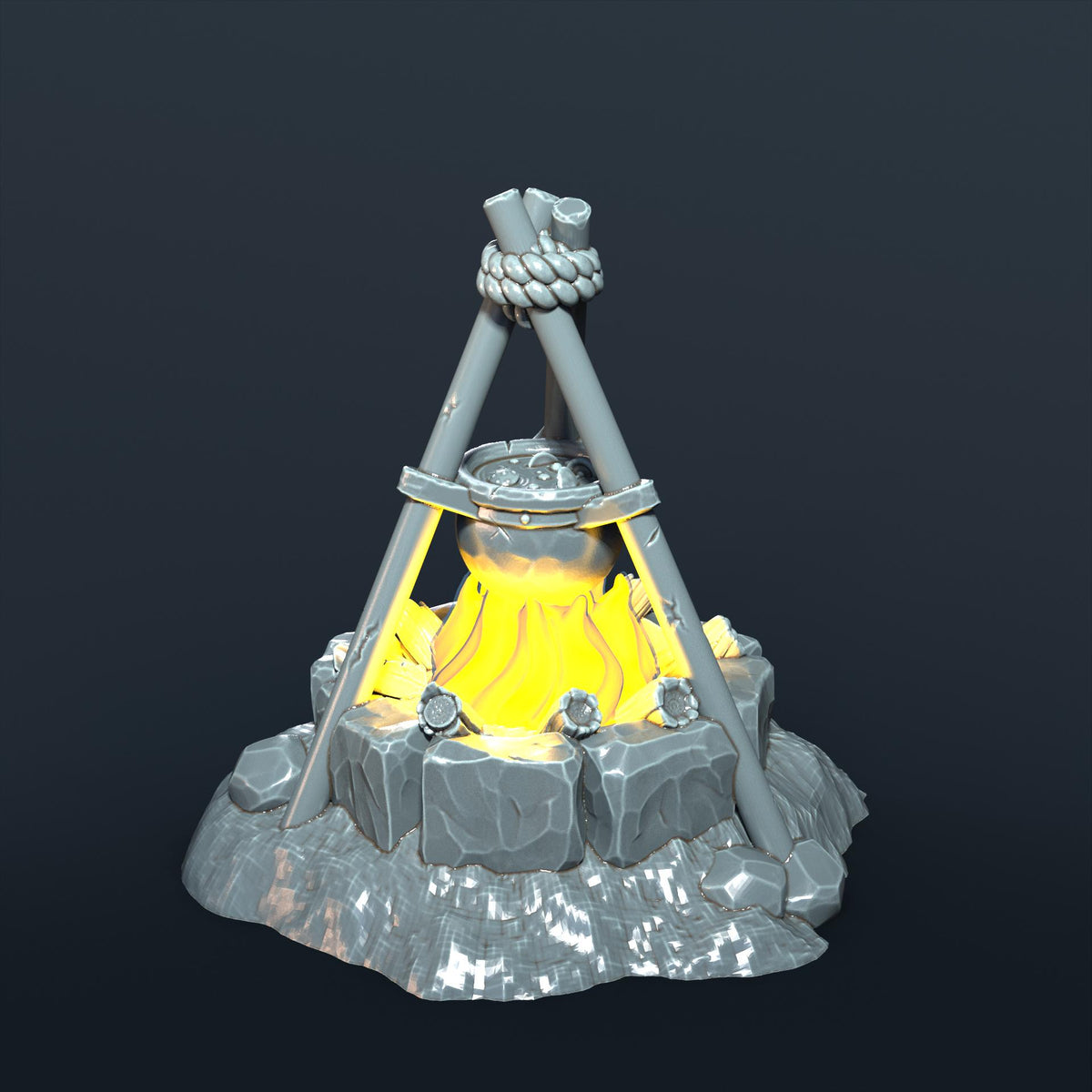 Campfire Cooking LED Fantasy Terrain | 3D Printed Scatter | Tabletop RPG DnD Daggerheart (UNPAINTED)
