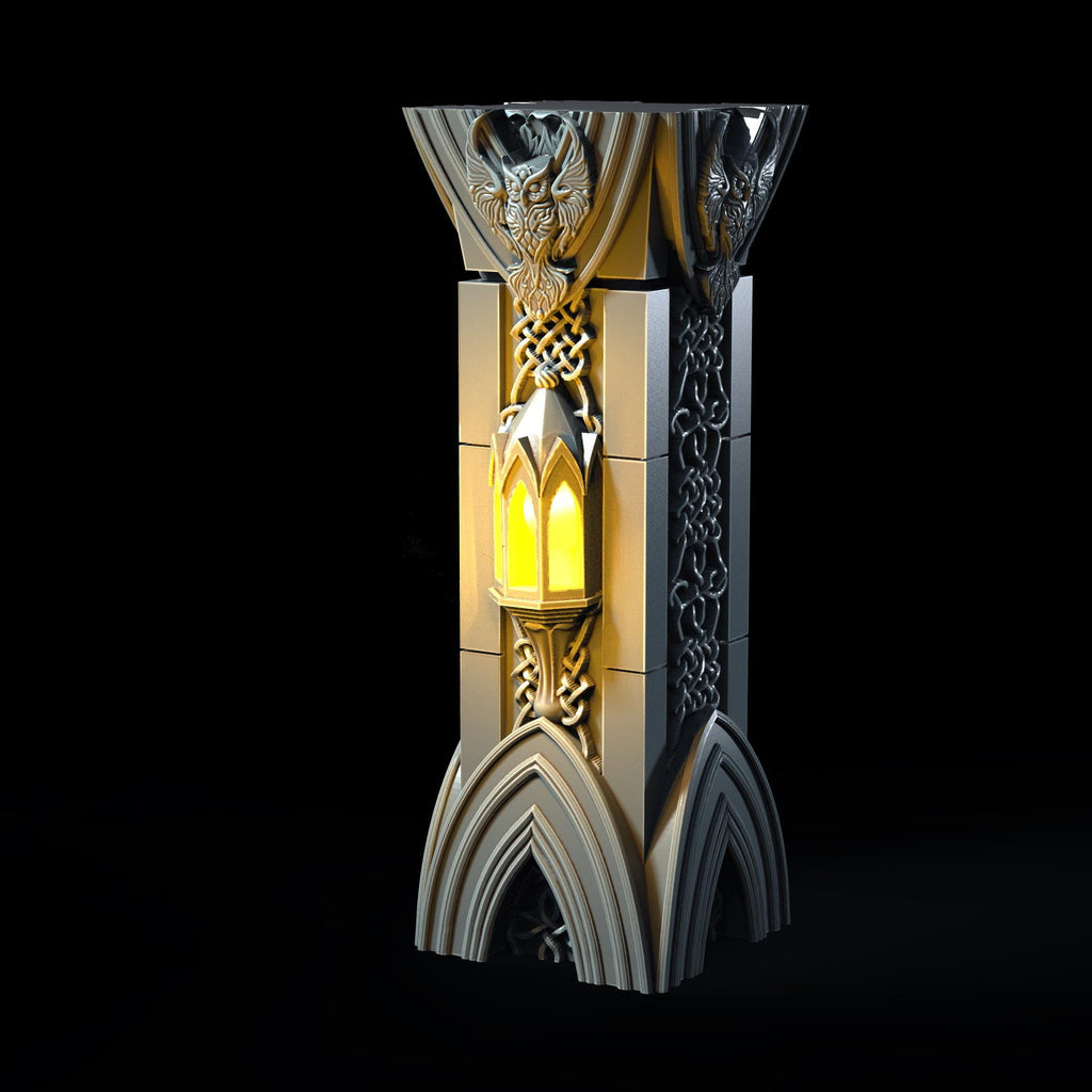 Elven Column LED Fantasy Terrain | 3D Printed Scatter | Tabletop RPG DnD Daggerheart (UNPAINTED)