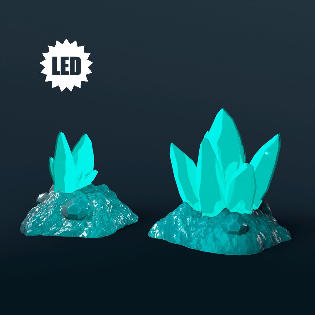 Crystal Ore set LED Fantasy Terrain | 3D Printed Scatter | Tabletop RPG DnD Daggerheart (UNPAINTED)