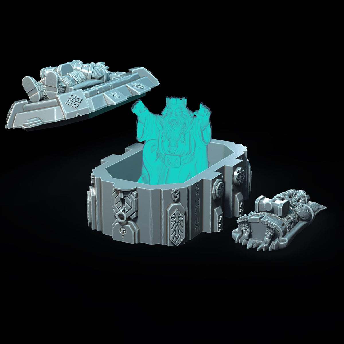Tomb of the dwarf king with LED – Fantasy | 3D Printed Scatter | Tabletop RPG D&D | Daggerheart (UNPAINTED)