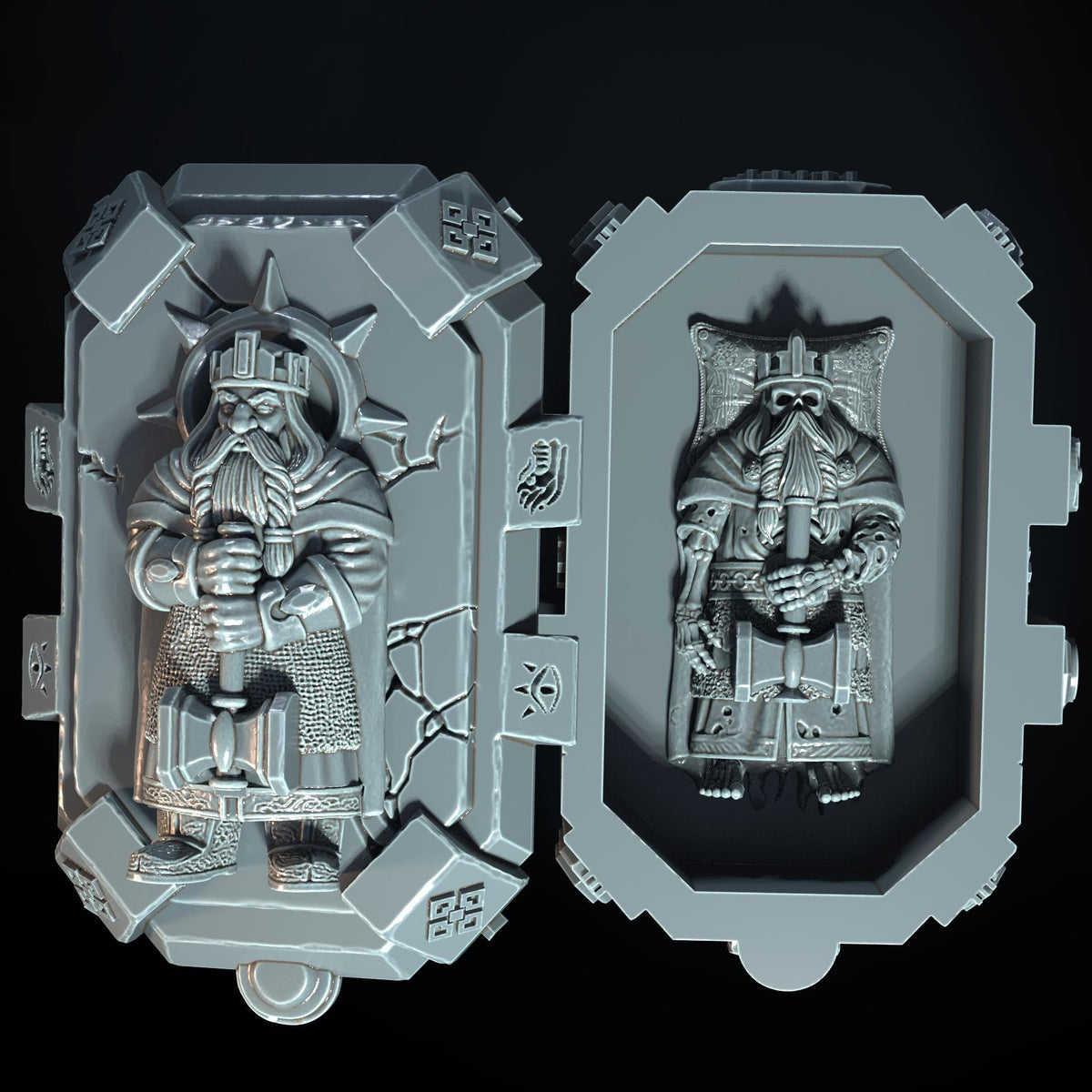 Tomb of the dwarf king with LED – Fantasy | 3D Printed Scatter | Tabletop RPG D&D | Daggerheart (UNPAINTED)