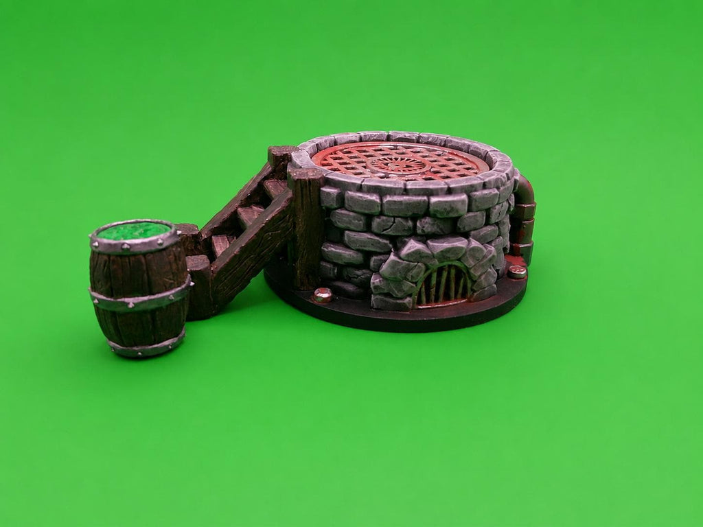 Plague Well W/ Barrel LEDS – Fantasy | 3D Printed Scatter | Tabletop RPG D&D | Daggerheart (UNPAINTED)