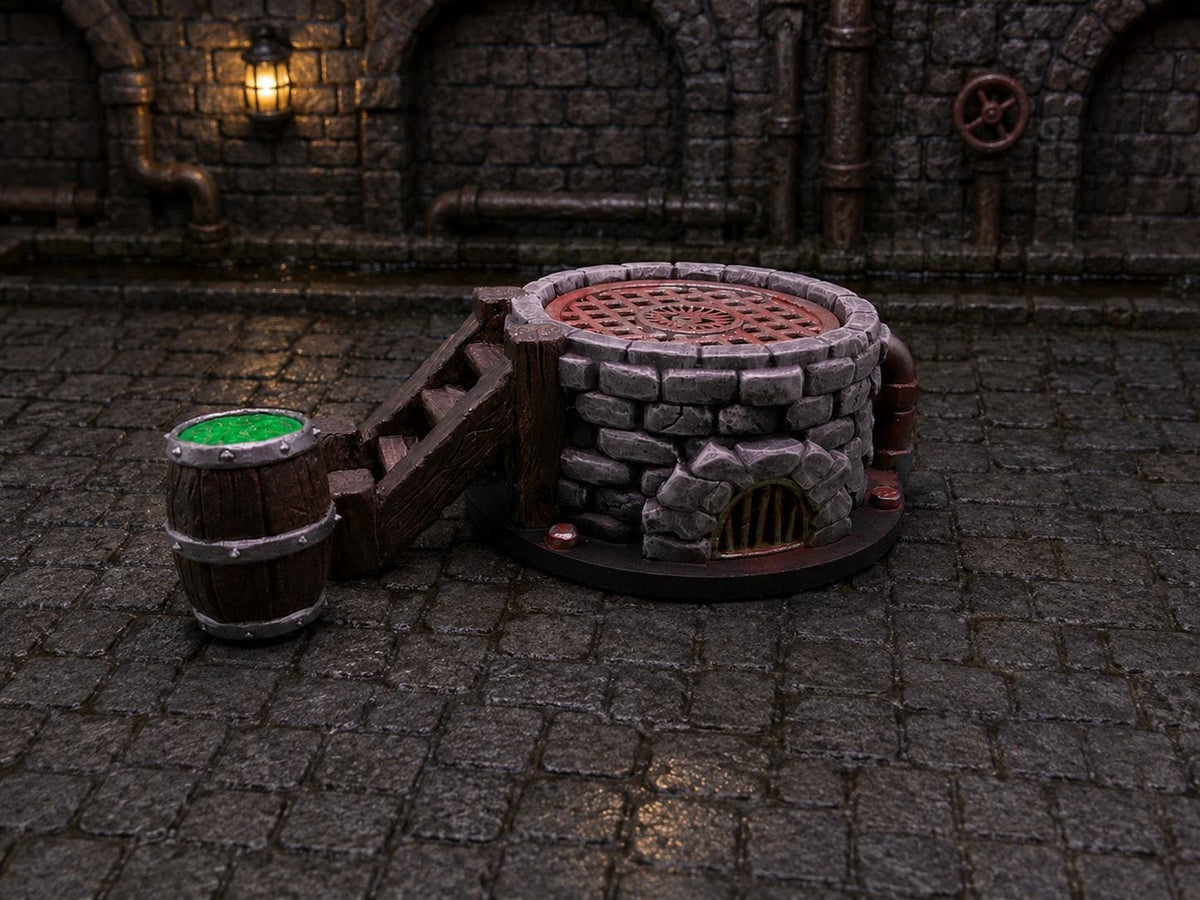 Plague Well W/ Barrel LEDS – Fantasy | 3D Printed Scatter | Tabletop RPG D&D | Daggerheart (UNPAINTED)