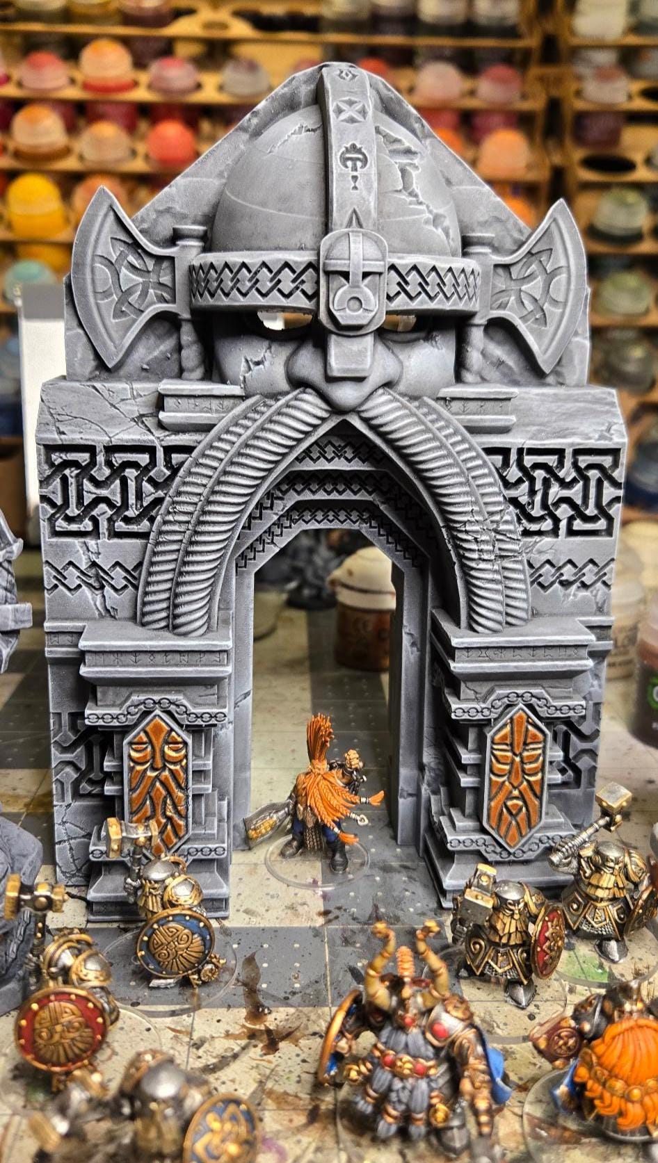Dwarven Gate with LED – Fantasy | 3D Printed Scatter | Tabletop RPG D&D | Daggerheart (UNPAINTED)