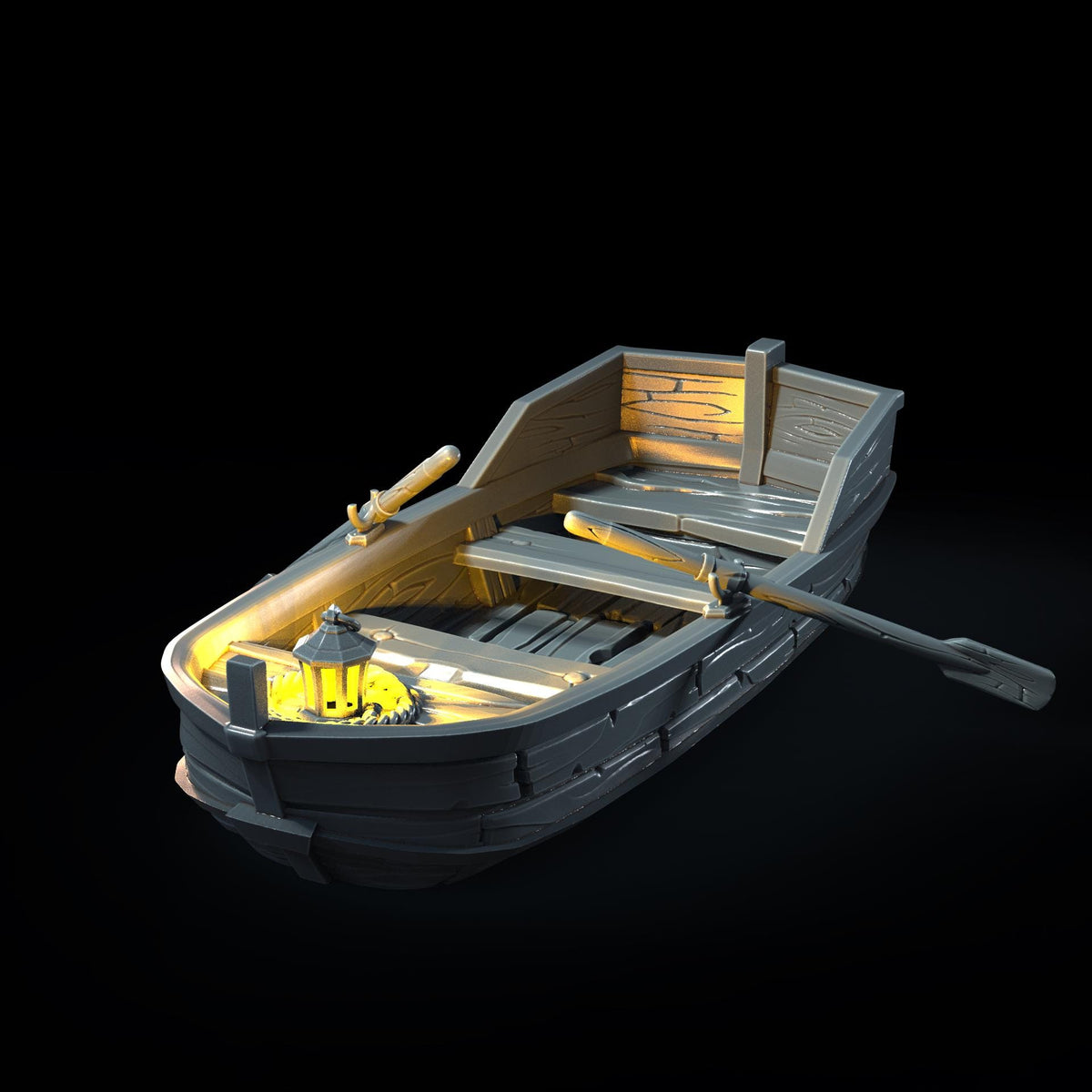 Rowboat LED – Fantasy | 3D Printed Scatter | Tabletop RPG D&D | Daggerheart (UNPAINTED)
