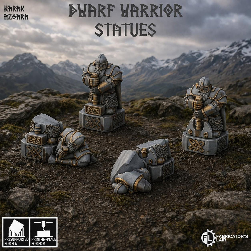 The Karak Azgara Dwarven Statues | 3D Printed Scatter | Tabletop RPG D&D | Daggerheart (UNPAINTED)