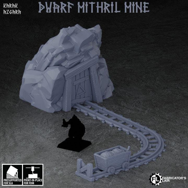 The Karak Azgara Dwarven Mithril Mine| 3D Printed Scatter | Tabletop RPG D&D | Daggerheart (UNPAINTED)