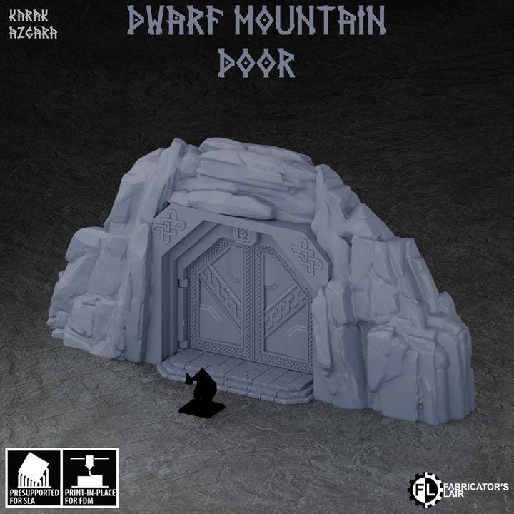 The Karak Azgara Dwarf Mountain Door | 3D Printed Scatter | Tabletop RPG D&D | Daggerheart (UNPAINTED)
