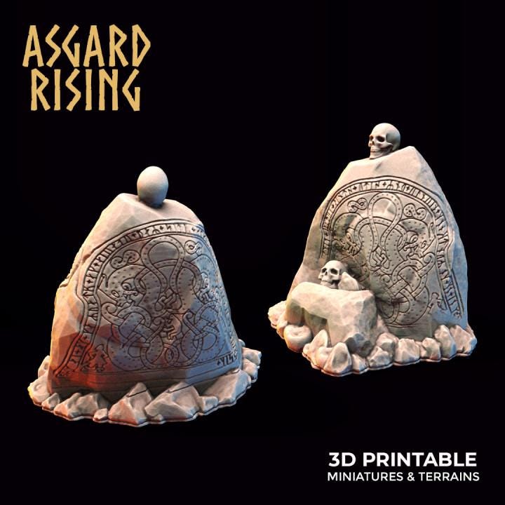 Rune Stone Terrain Set – | DnD, Daggerheart, Pathfinder Terrain | 32mm Tabletop Scenery | Unpainted Resin