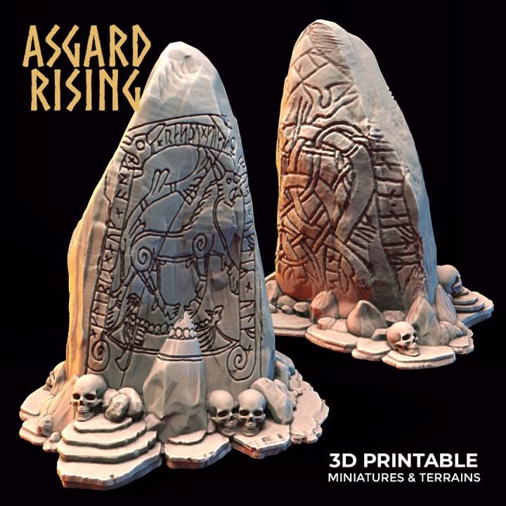 Rune Stone Terrain Set – | DnD, Daggerheart, Pathfinder Terrain | 32mm Tabletop Scenery | Unpainted Resin