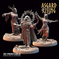 Raven Clan Priestesses & Hofgothi Miniatures | DnD, Daggerheart, Pathfinder RPG Set | 32mm Tabletop Figures | Unpainted Resin