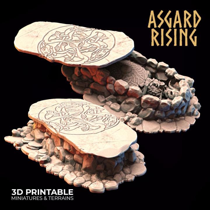 Ancient Grave Terrain – Gothic RPG Scatter | DnD, Daggerheart Terrain | 32mm Tabletop Scenery | Unpainted Resin