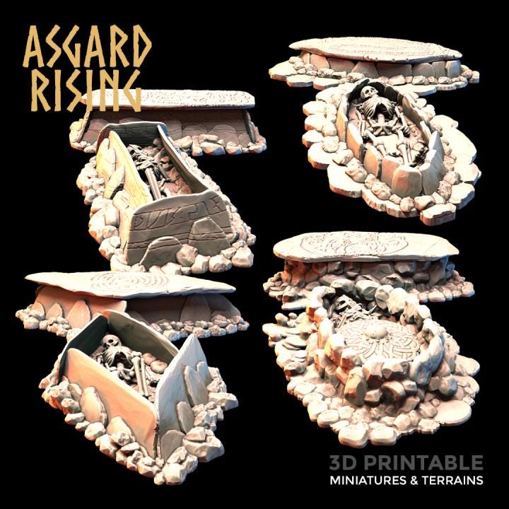 Ancient Grave Terrain – Gothic RPG Scatter | DnD, Daggerheart Terrain | 32mm Tabletop Scenery | Unpainted Resin