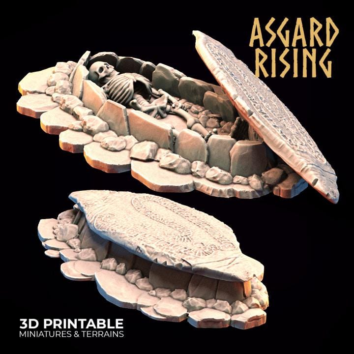 Ancient Grave Terrain – Gothic RPG Scatter | DnD, Daggerheart Terrain | 32mm Tabletop Scenery | Unpainted Resin