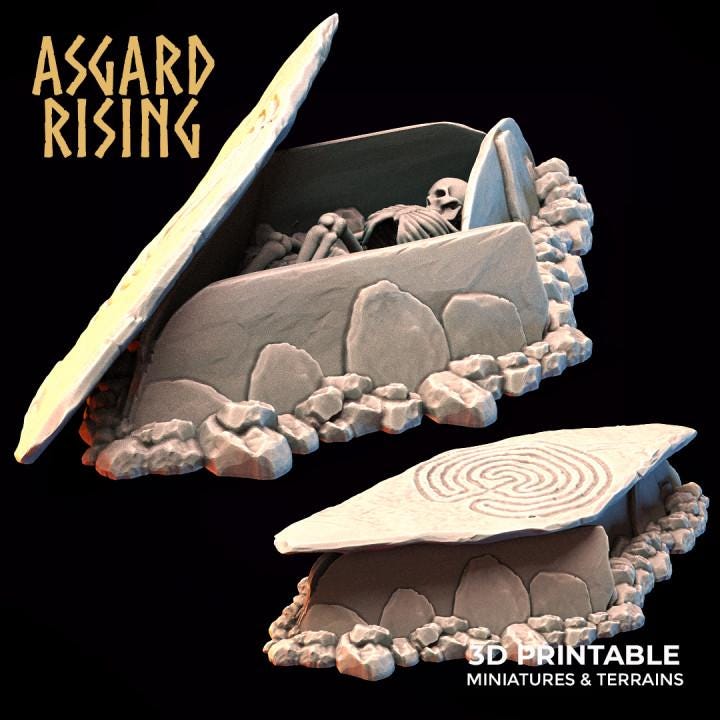 Ancient Grave Terrain – Gothic RPG Scatter | DnD, Daggerheart Terrain | 32mm Tabletop Scenery | Unpainted Resin