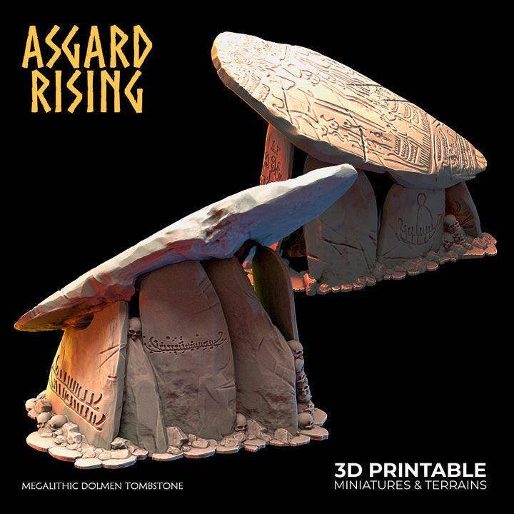 Megalithic Dolmen Tombstone Terrain | DND Scatter Terrain | Tabletop RPG Scenery | Fantasy Graveyard |  Unpainted Resin Terrain