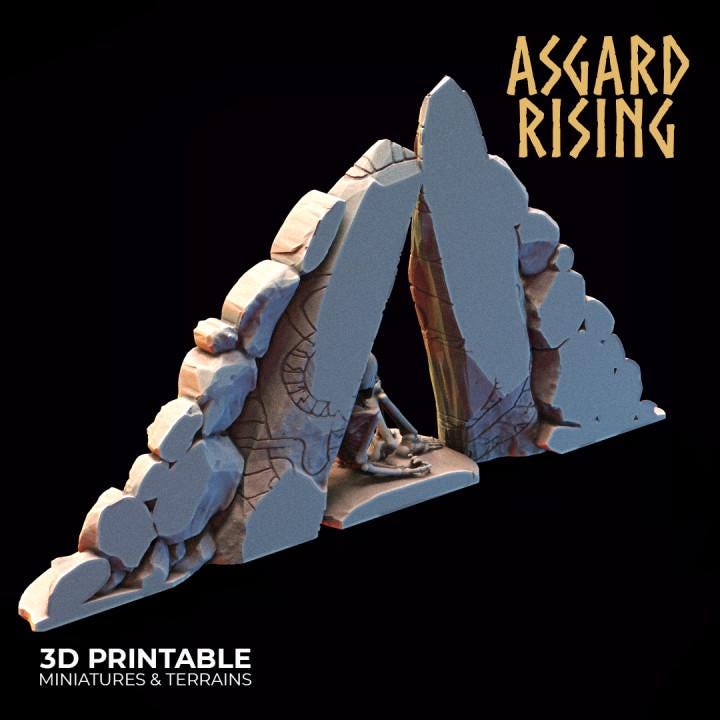 Ancient Tomb Entrance Terrain | DND Dungeon Scatter | Fantasy Ruins | Resin RPG Terrain | Tabletop Scenery | Graveyard Entrance Unpainted