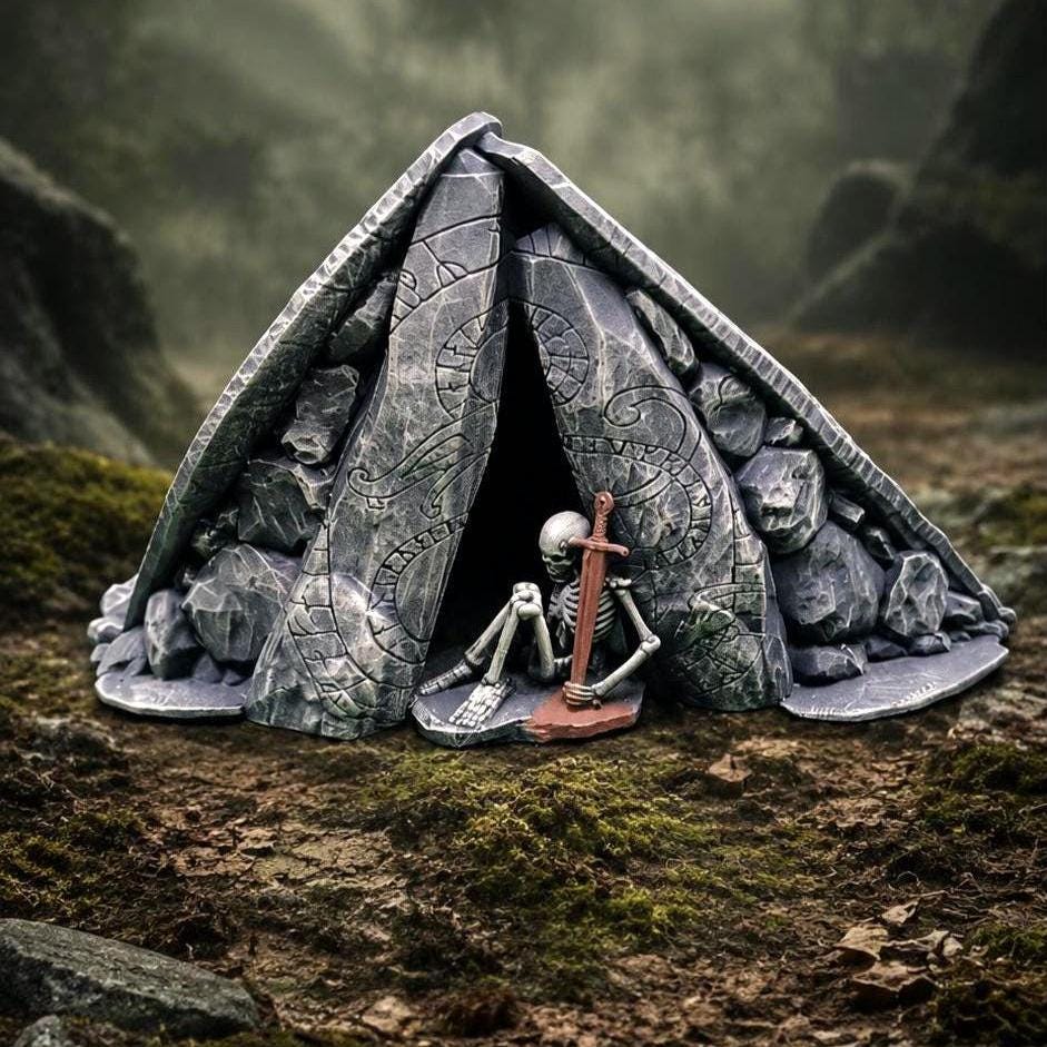 Ancient Tomb Entrance Terrain | DND Dungeon Scatter | Fantasy Ruins | Resin RPG Terrain | Tabletop Scenery | Graveyard Entrance Unpainted