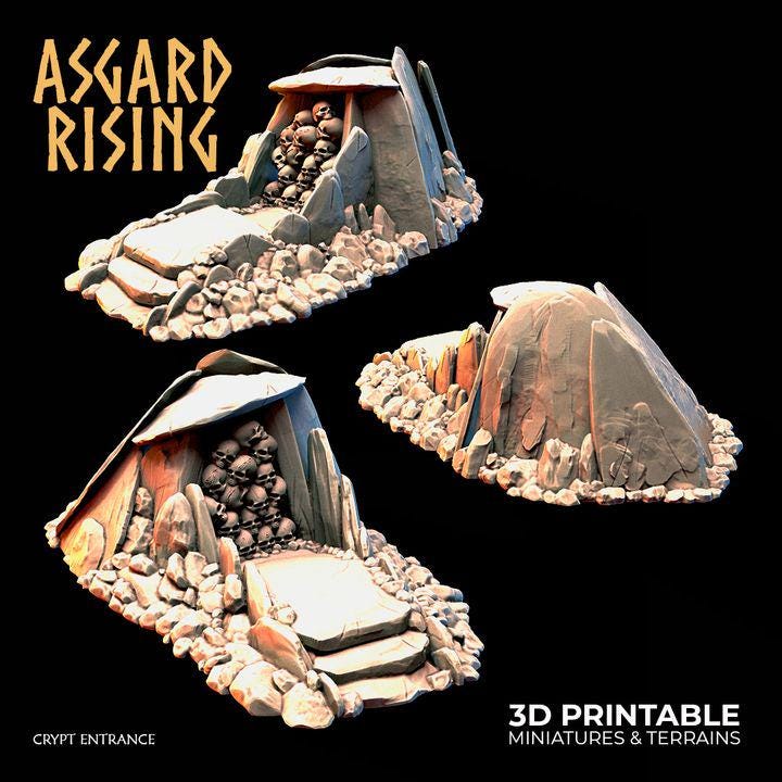 Crypt Entrance Terrain | DND Dungeon Entrance | Fantasy Graveyard Scatter | Resin Tabletop Terrain | RPG Scenery | Unpainted