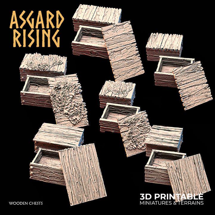 Wooden Treasure Chests Terrain Set | DND Loot Props | Fantasy Mimic Chest Scatter | Resin RPG Terrain | Tabletop Accessories | Unpainted