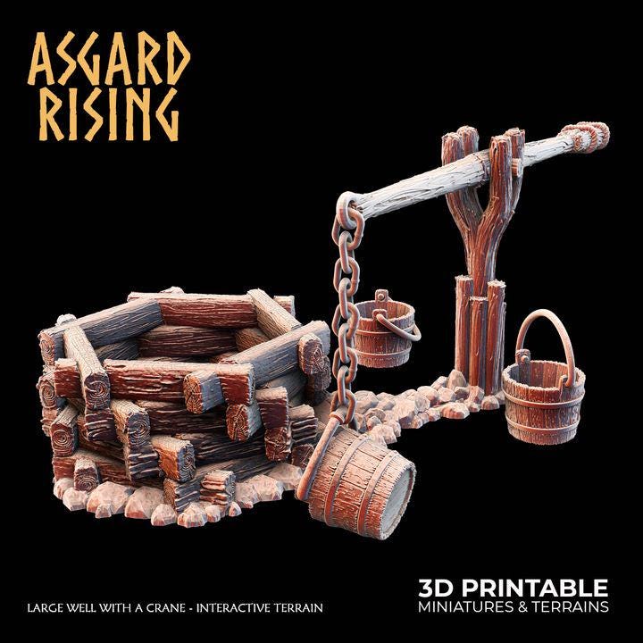 Large Village Well Terrain | Interactive DND Scatter | Fantasy Town Well | Resin RPG Terrain | Medieval Scenery | Unpainted
