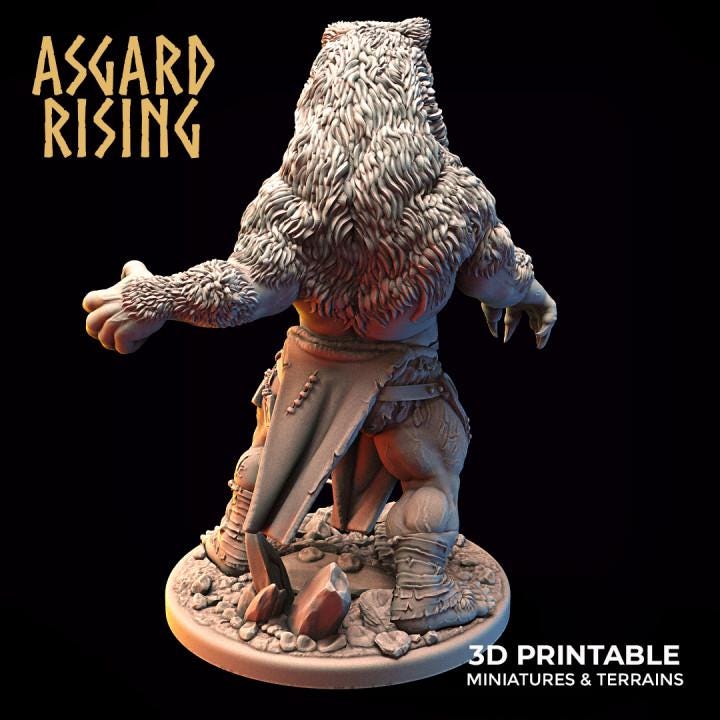 Werebear Miniature | Berserkir Shapeshifter | DND Monster Mini | Fantasy Resin Miniature | Tabletop RPG Figure | Unpainted
