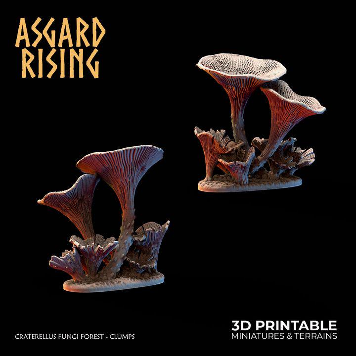Craterellus Fungi Forest clump Terrain | Unpainted Resin Mushroom Scatter | Fantasy RPG Diorama