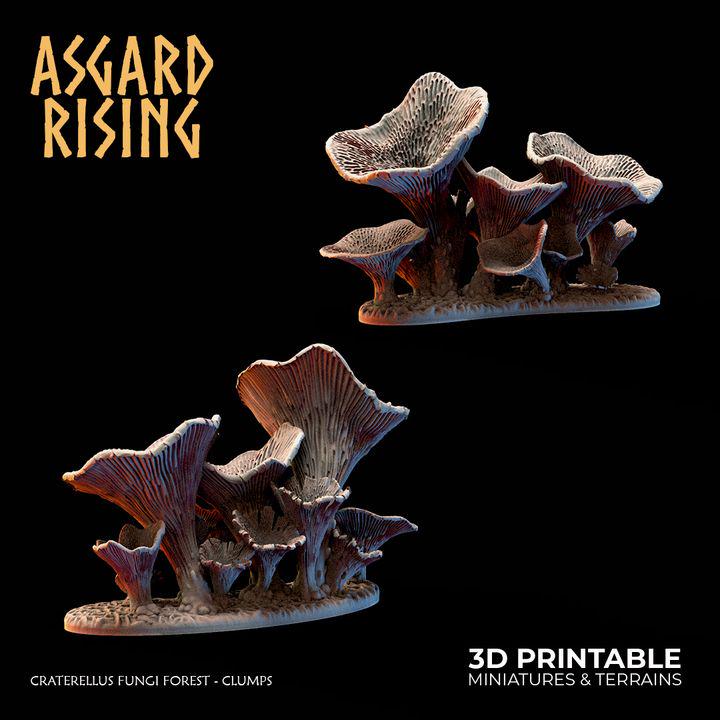 Craterellus Fungi Forest clump Terrain | Unpainted Resin Mushroom Scatter | Fantasy RPG Diorama