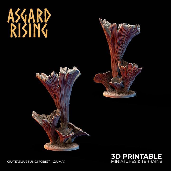 Craterellus Fungi Forest clump Terrain | Unpainted Resin Mushroom Scatter | Fantasy RPG Diorama
